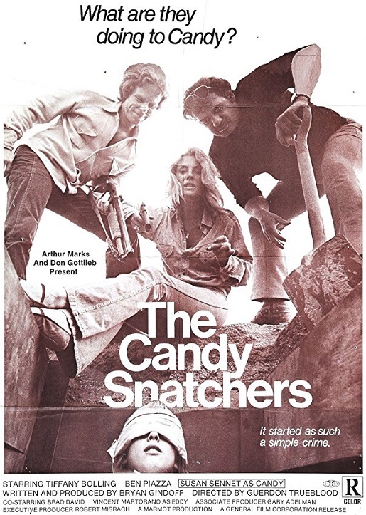 Die drei Entführer schauen in das gegrabene Loch, in dem ihr Opfer liegt - The Candy Snatchers